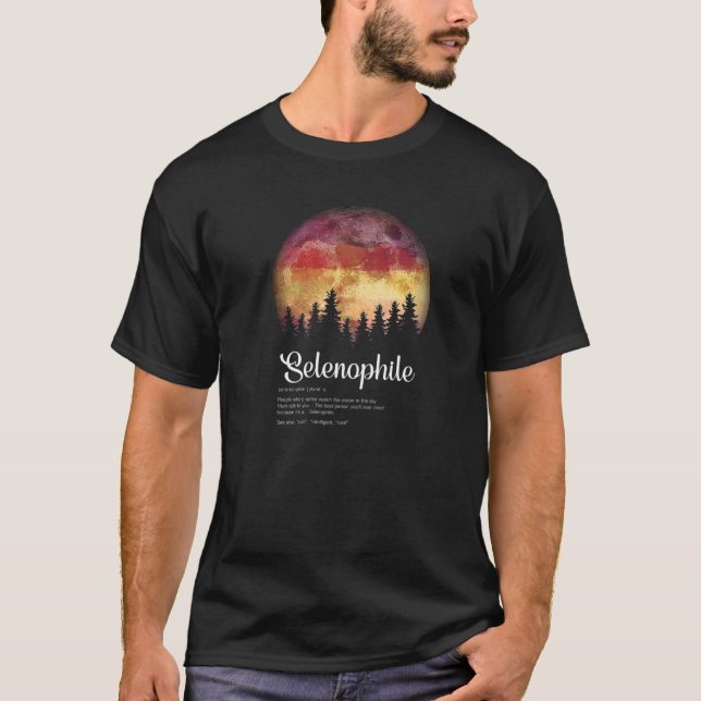 Selenophile Wasserfarbe Definition Cool Vollmond T-Shirt (Vorderseite)