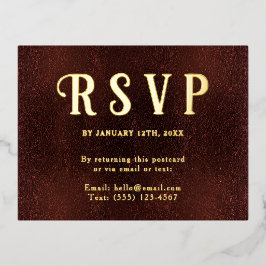 Self Addressed RSVP Vintage Burgundy Red Gold Folien Feiertagspostkarte