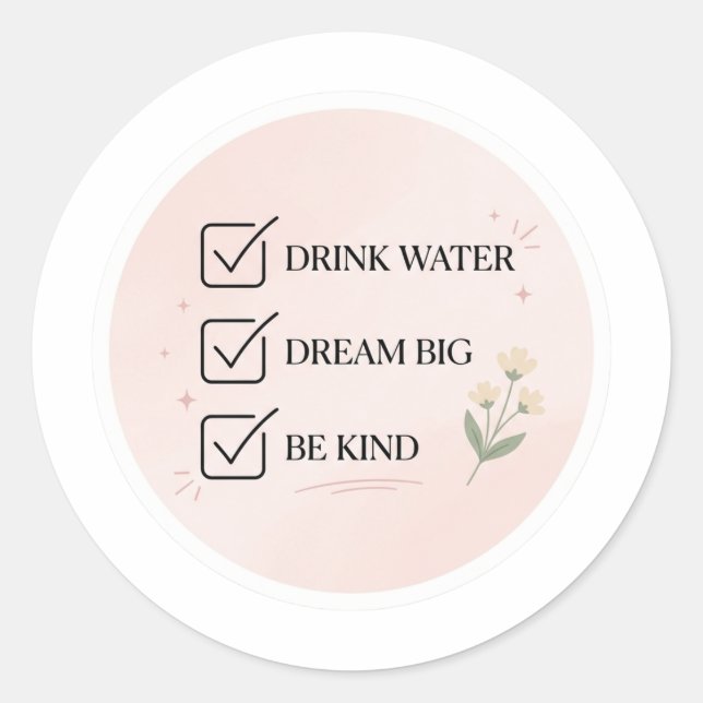Self Care Checklist Sticker - Minimalist Pink Dail (Vorderseite)
