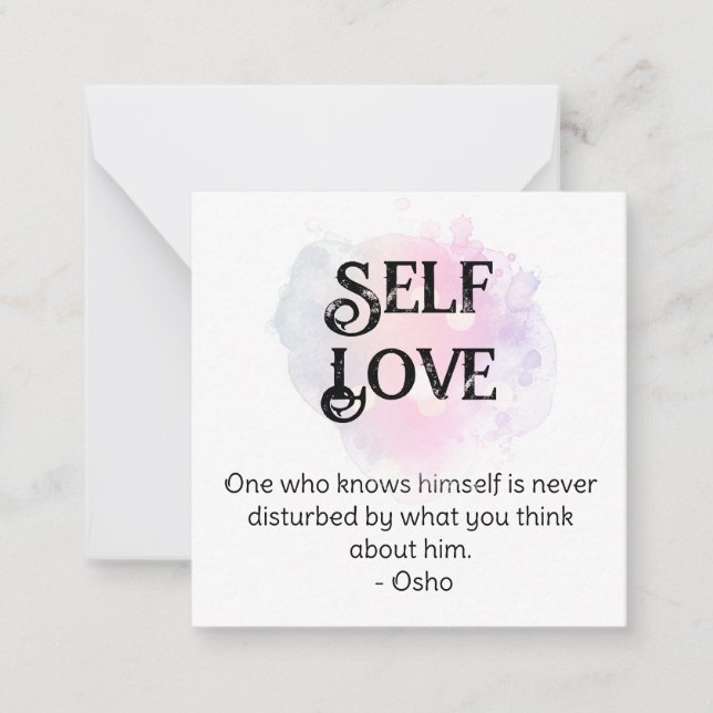 *~* Self-Esteem AP62 Liebe Eigene flache Note Card Mitteilungskarte (Vorderseite)