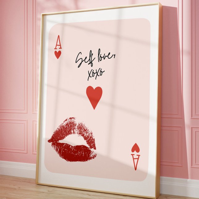 Self Love Ace of Hearts Pink Aesthetic Wall Poster (Von Creator hochgeladen)