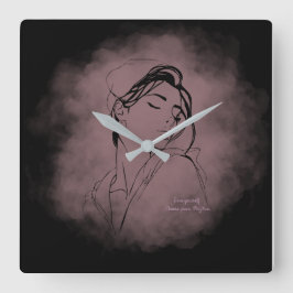 Self-Love Line Art Clock – "Love Yourself" Design Quadratische Wanduhr