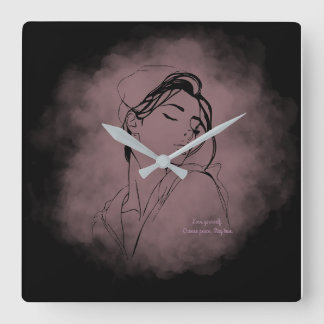 Self-Love Line Art Clock – "Love Yourself" Design Quadratische Wanduhr