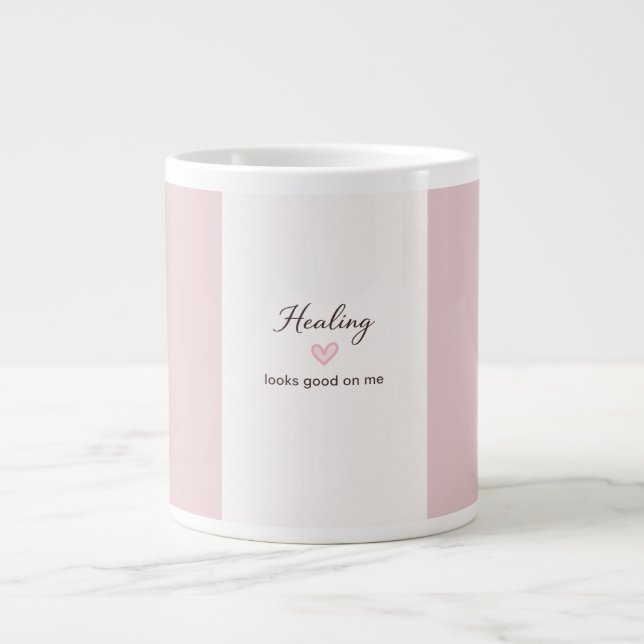 Self Love Quote Healing Looks Good On Me Minimal D Jumbo-Tasse (Vorderseite)