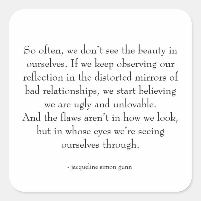 self-love quote  quadratischer aufkleber (Vorderseite)