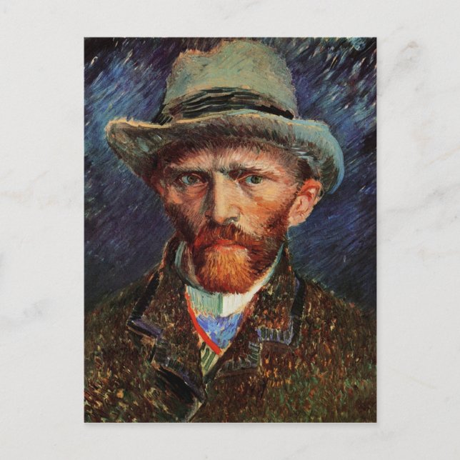 Self-Portrait Gray Felt Hat Van Gogh Fine Art Postkarte (Vorderseite)