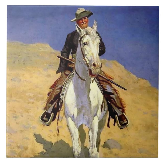 “Self Portrait on a Horse” by Frederic Remington Fliese (Vorderseite)