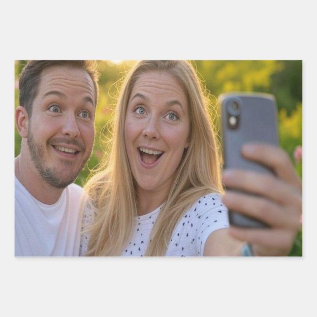 Selfie anpassen geschenkpapier set (Vorderseite)
