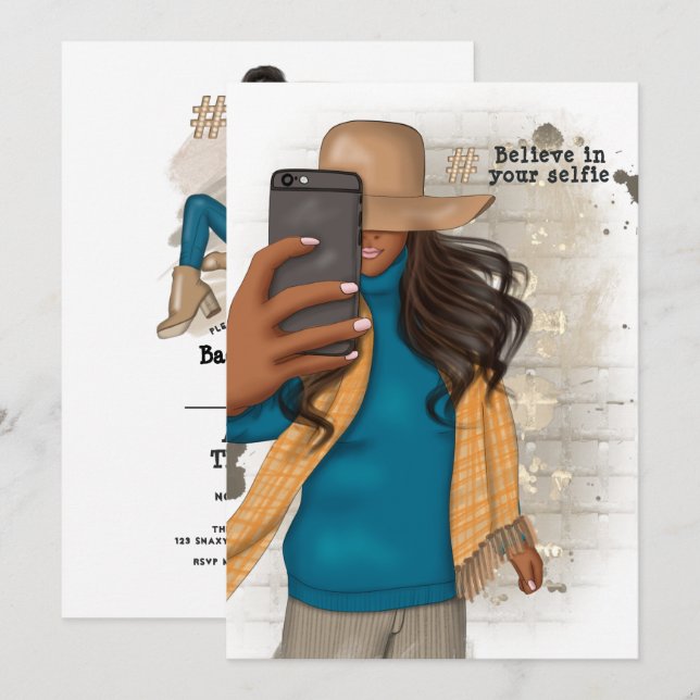 Selfie Bachelorette Einladung (Vorne/Hinten)