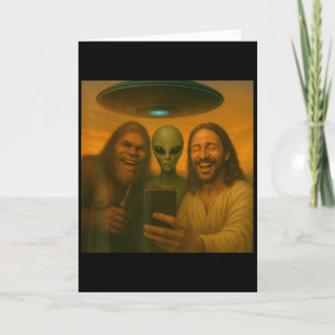Selfie Bigfoot Jesus Alien - Kryptid Lustig Sasqua Karte