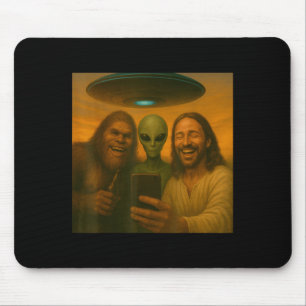 Selfie Bigfoot Jesus Alien - Kryptid Lustig Sasqua Mousepad