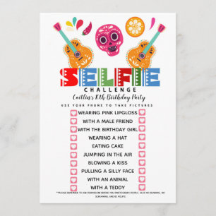 Selfie-Challenge-Spiel Geburtstagsfeier Fiesta Einladung