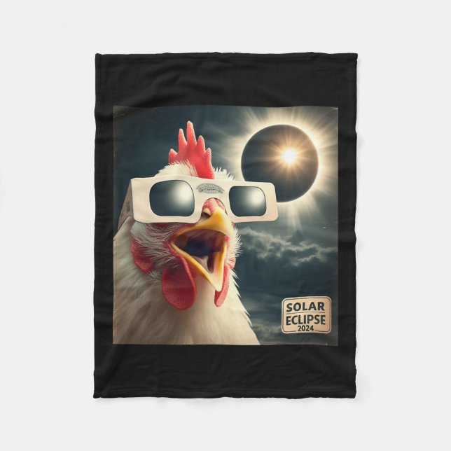 Selfie Chicken Kids Mens Solar Eclipse Fleecedecke (Vorderseite)