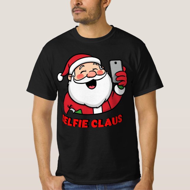 Selfie Claus – Modern Christmas Santa Design T-Shirt (Vorderseite)