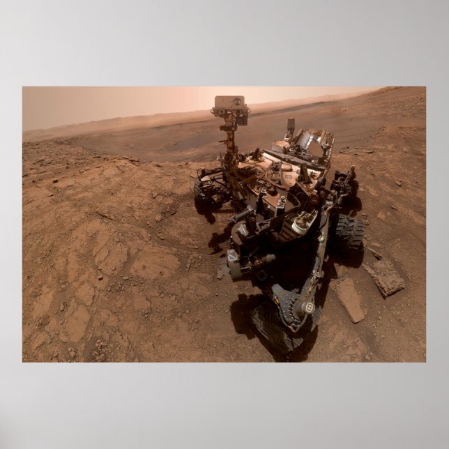 Selfie der Mars Neugier Roter Marsch Landschaft Poster (Vorne)