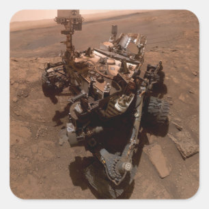 Selfie der Mars Neugier Roter Marsch Landschaft Quadratischer Aufkleber