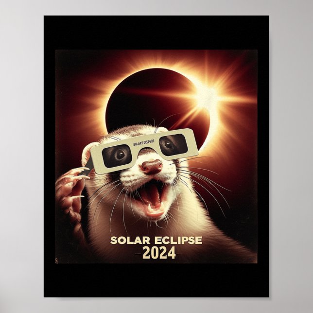 Selfie Ferret Kids Mens Solar Eclipse Ferret Poster (Vorne)