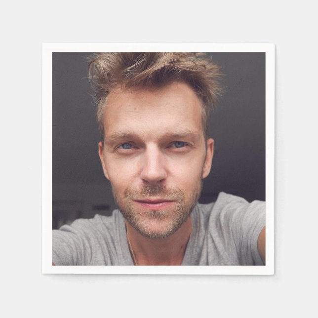 Selfie Foto Upload | Ihr Face Fun Party Napkins Serviette (Vorderseite)