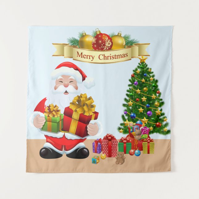 Selfie Foto Weihnachten Weihnachtsbaum Kinder Hint Wandteppich (Vorderseite)