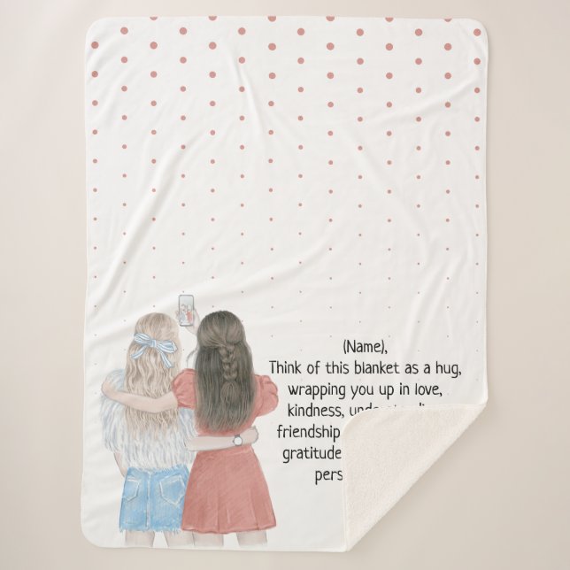 Selfie Girls Best Friends Custom Letter Note Sherpadecke (Vorderseite)