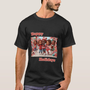 Selfie-Gruppe mit Santa Candy Cane Lane African Am T-Shirt