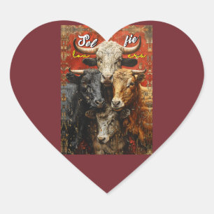 Selfie Lovers Cows Herz-Aufkleber
