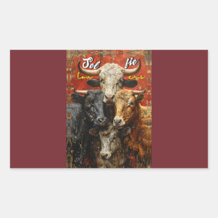 Selfie Lovers Cows Rechteckiger Aufkleber