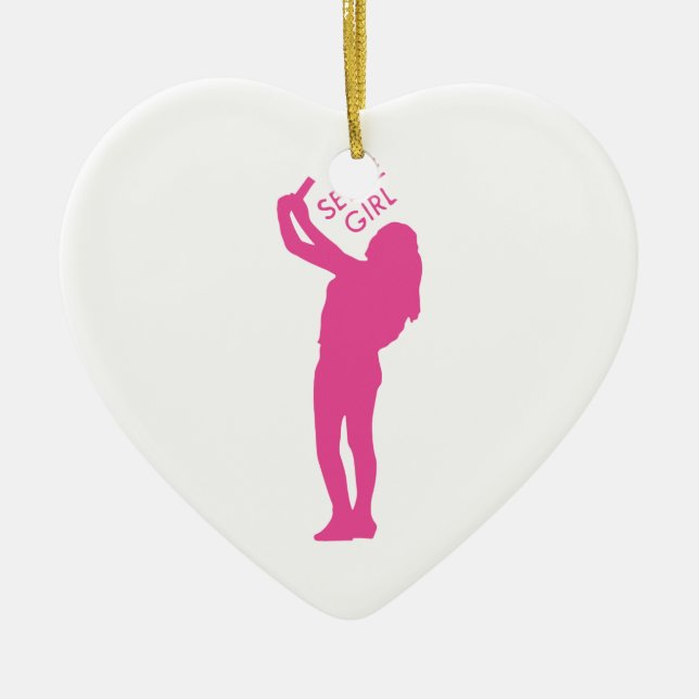 Selfie Mädchen-Grafik Keramik Ornament (Vorne)