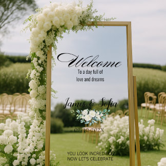 Selfie Mirror Wedding Welcome Empfang Floral Fensteraufkleber