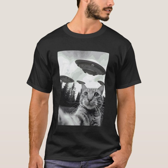 Selfie mit Alien-Katze T-Shirt (Vorderseite)