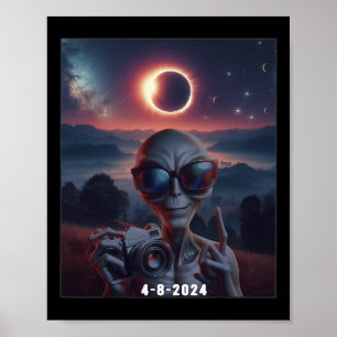 Selfie mit Solar 2024 Eclipse Tragegles Retro Poster