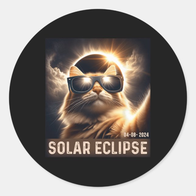Selfie mit Solar 2024 Eclipse Tragen Gl Runder Aufkleber (Vorderseite)