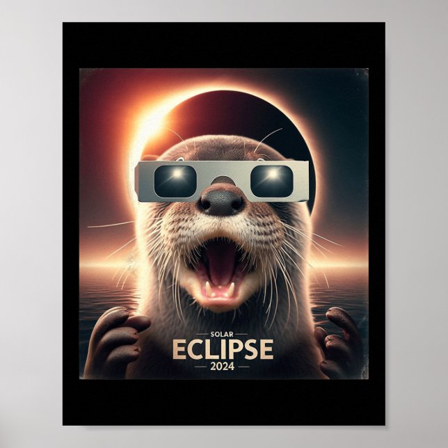 Selfie Otter Kids Mens Solar Eclipse Poster (Vorne)
