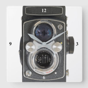 Selfie Quadratische Wanduhr