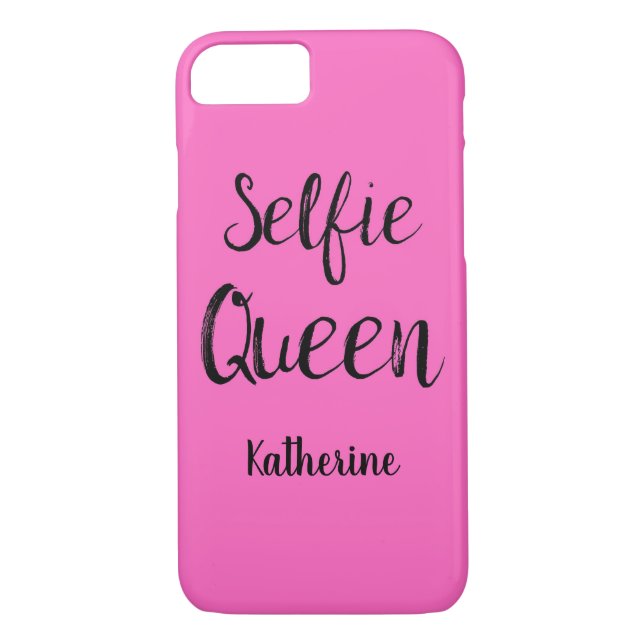 Selfie Queen Name Personalisiert Bright Pink Fuchs Case-Mate iPhone Hülle (Rückseite)
