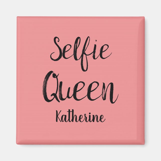 Selfie Queen Name Personalisiert Coral Orange Magnet (Vorne)