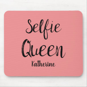Selfie Queen Name Personalisiert Coral Orange Mousepad
