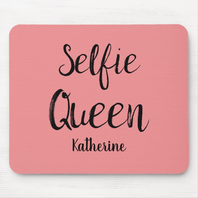 Selfie Queen Name Personalisiert Coral Orange Mousepad (Vorne)