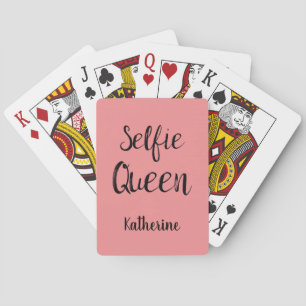 Selfie Queen Name Personalisiert Coral Orange Spielkarten