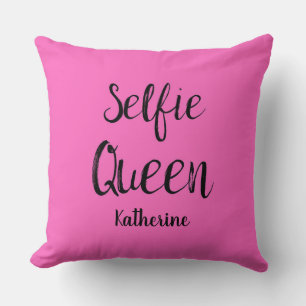 Selfie Queen Name Personalisiert Fuchsia Hot Pink Kissen