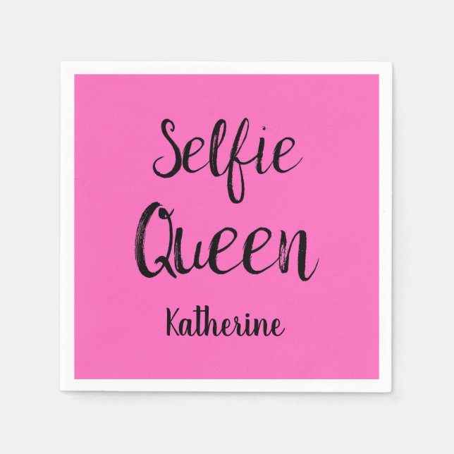 Selfie Queen Name Personalisiert Fuchsia Hot Pink Serviette (Vorderseite)