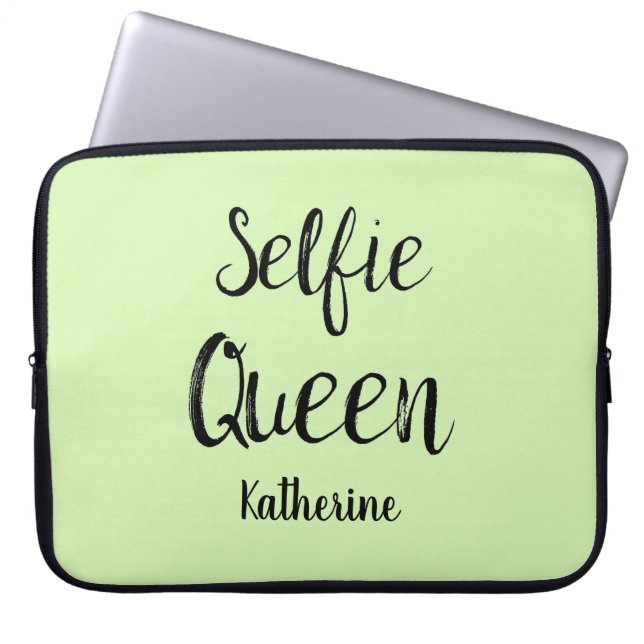 Selfie Queen Name Personalisiert Lime Green Laptopschutzhülle (Vorderseite)