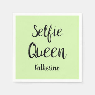 Selfie Queen Name Personalisiert Lime Green Serviette