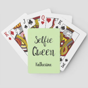 Selfie Queen Name Personalisiert Lime Green Spielkarten