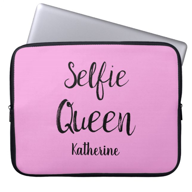 Selfie Queen Name Personalisiert Pink Laptopschutzhülle (Vorderseite)