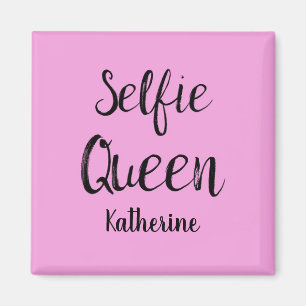 Selfie Queen Name Personalisiert Pink Magnet