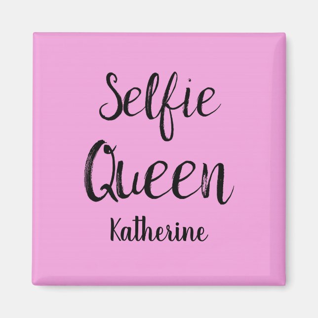 Selfie Queen Name Personalisiert Pink Magnet (Vorne)