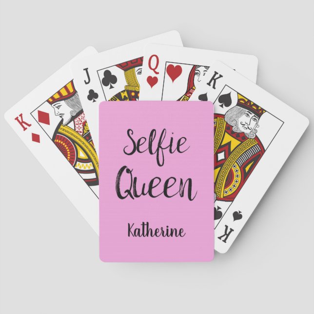 Selfie Queen Name Personalisiert Pink Spielkarten (Rückseite)