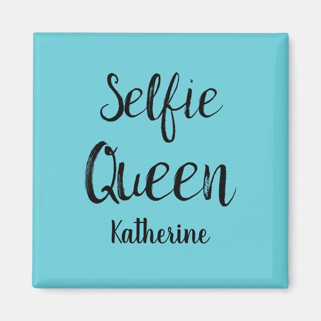 Selfie Queen Name Personalisiert Türkis Aquamarin  Magnet (Vorne)