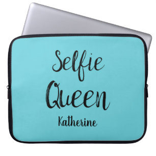 Selfie Queen Name Personalisiert Türkis Blue Laptopschutzhülle
